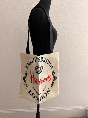 Harrods London Knightsbridge Canvas Tote Bag | Iconic Travel Shopper Bag